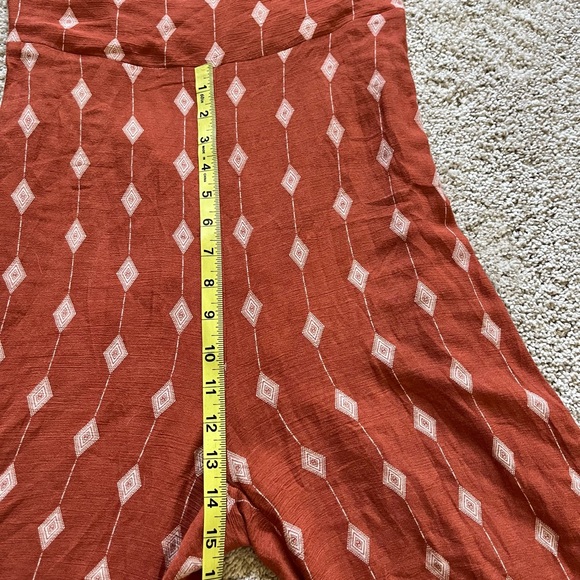 Blue Blush Women’s Size Medium Rust Cropped Jumpsuit Short Sleeve Bohemian - Picture 6 of 10